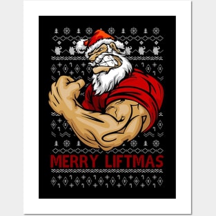 Merry Liftmas Ugly Christmas Gym Workout Gift Mens Posters and Art
